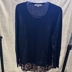 LOFT Black and Brown Long Sleeve Women's Top